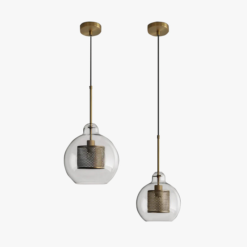 Arisha Golden Pendant Light, /Glass, Globe/Cylindric