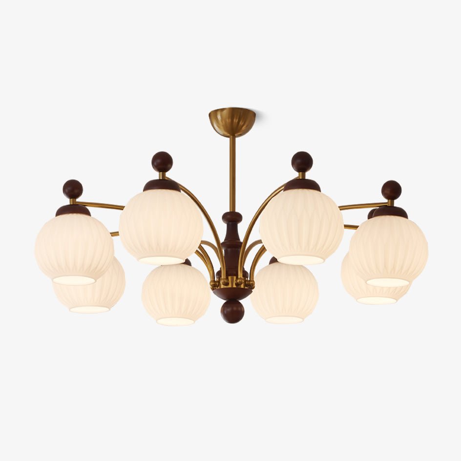 Vedoror Traditional Classic Orb Wood Glass Chandelier