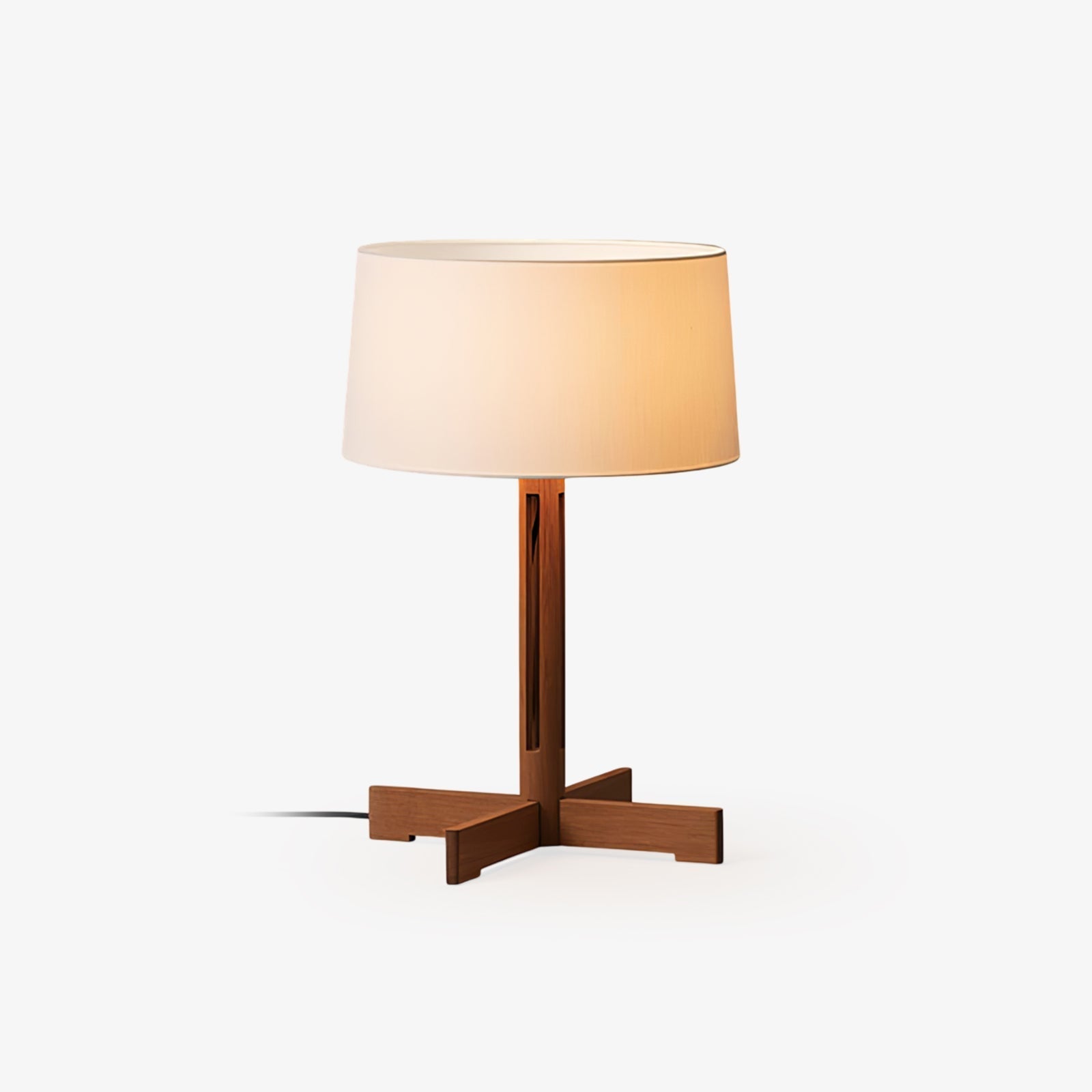Rinivena Wood & Fabric Contemporary Table Lamp