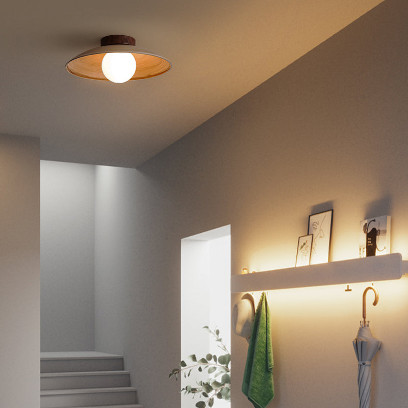 Muto Vintage Flush Mount Ceiling Light Wood Glass Bar Hotels
