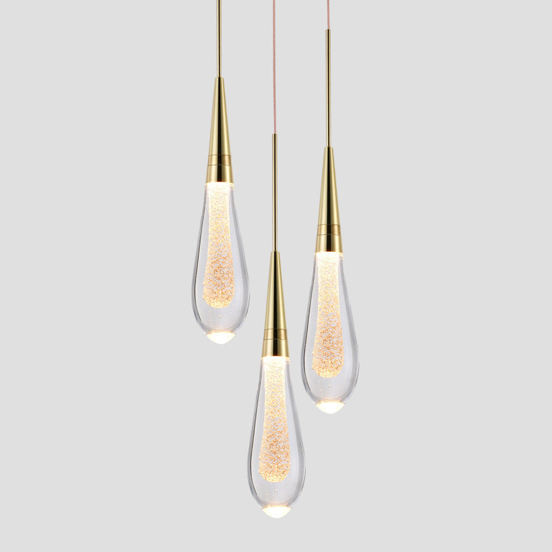 Kristy Modern Designer Teardrop Crystal Pendant Light - Neutral Decor