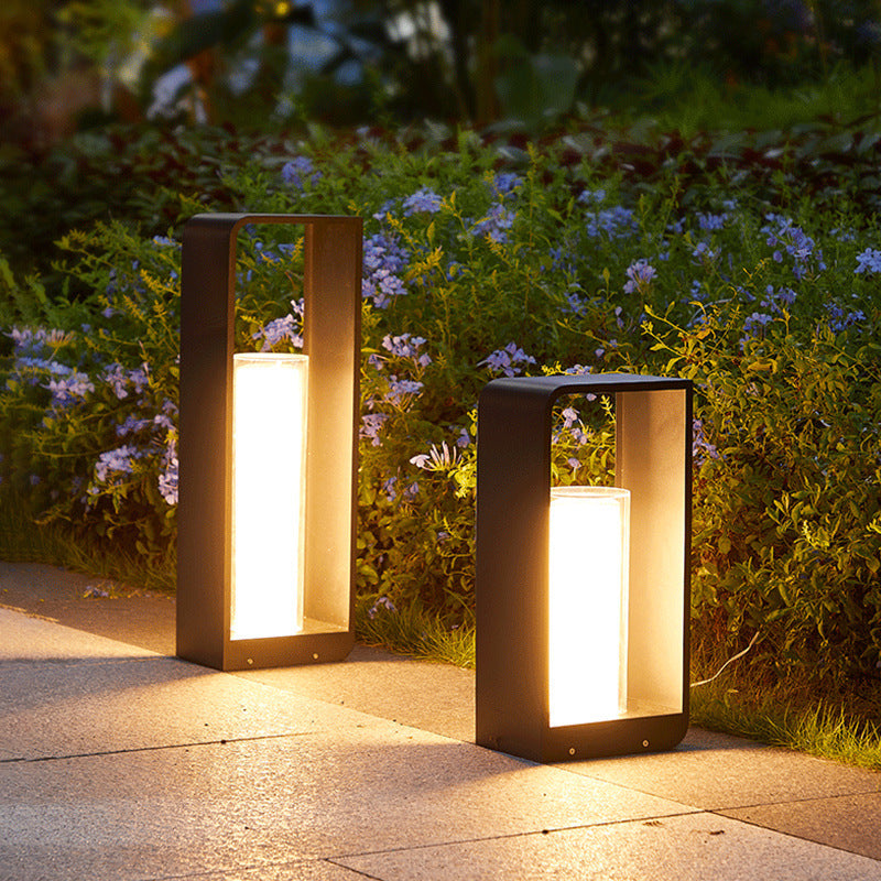 Ray Minimalist Metal Cuboid Candle Outdoor Floor Light