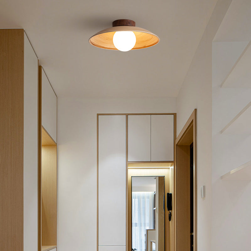 Muto Vintage Flush Mount Ceiling Light Wood Glass Bar Hotels