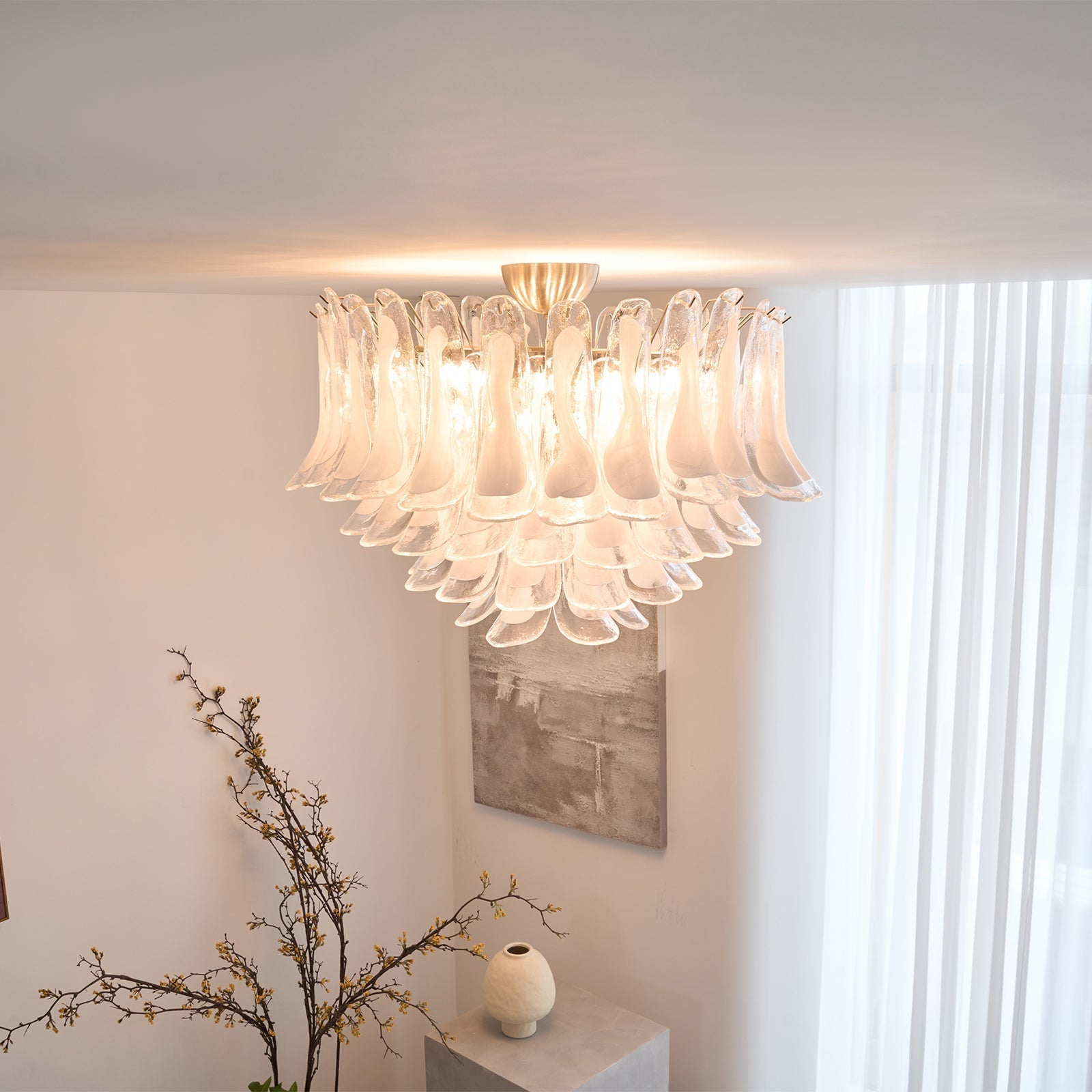Celenira Ceiling Lamp Clear Glass Wave Layered Elegant