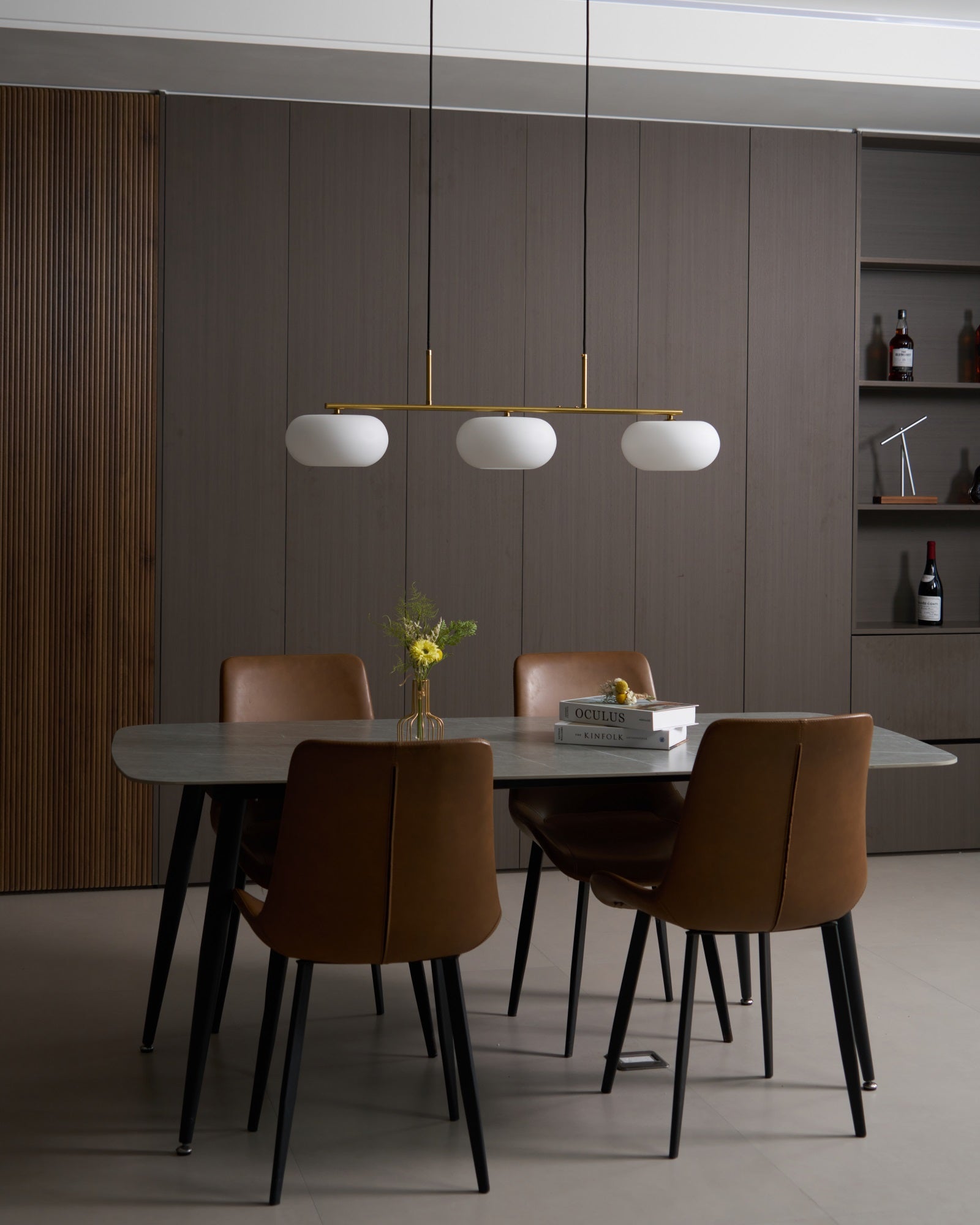 Lustra Pendant Lamp 3-Light Globe Shaped Linear - Neutral Decor