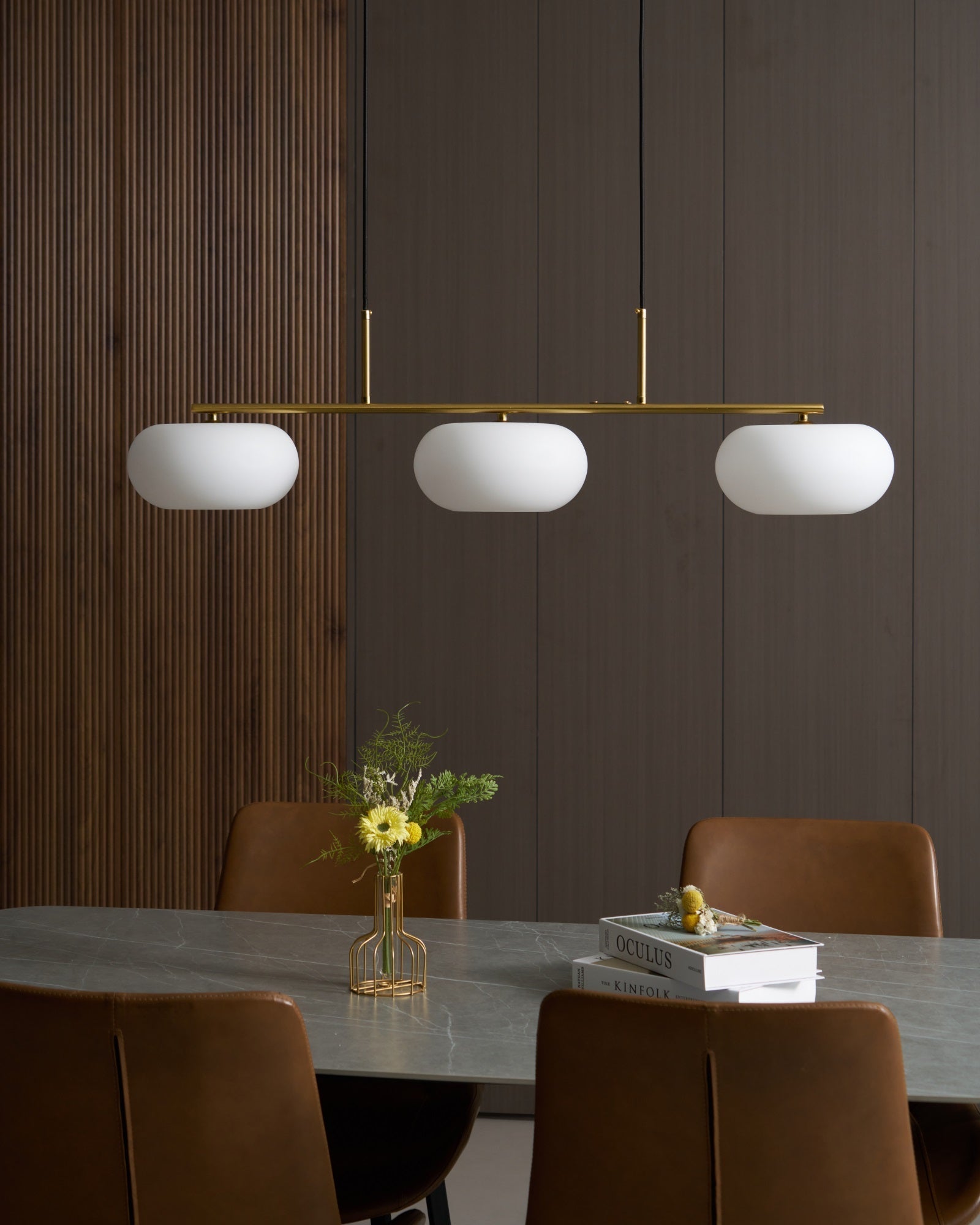 Lustra Pendant Lamp 3-Light Globe Shaped Linear - Neutral Decor