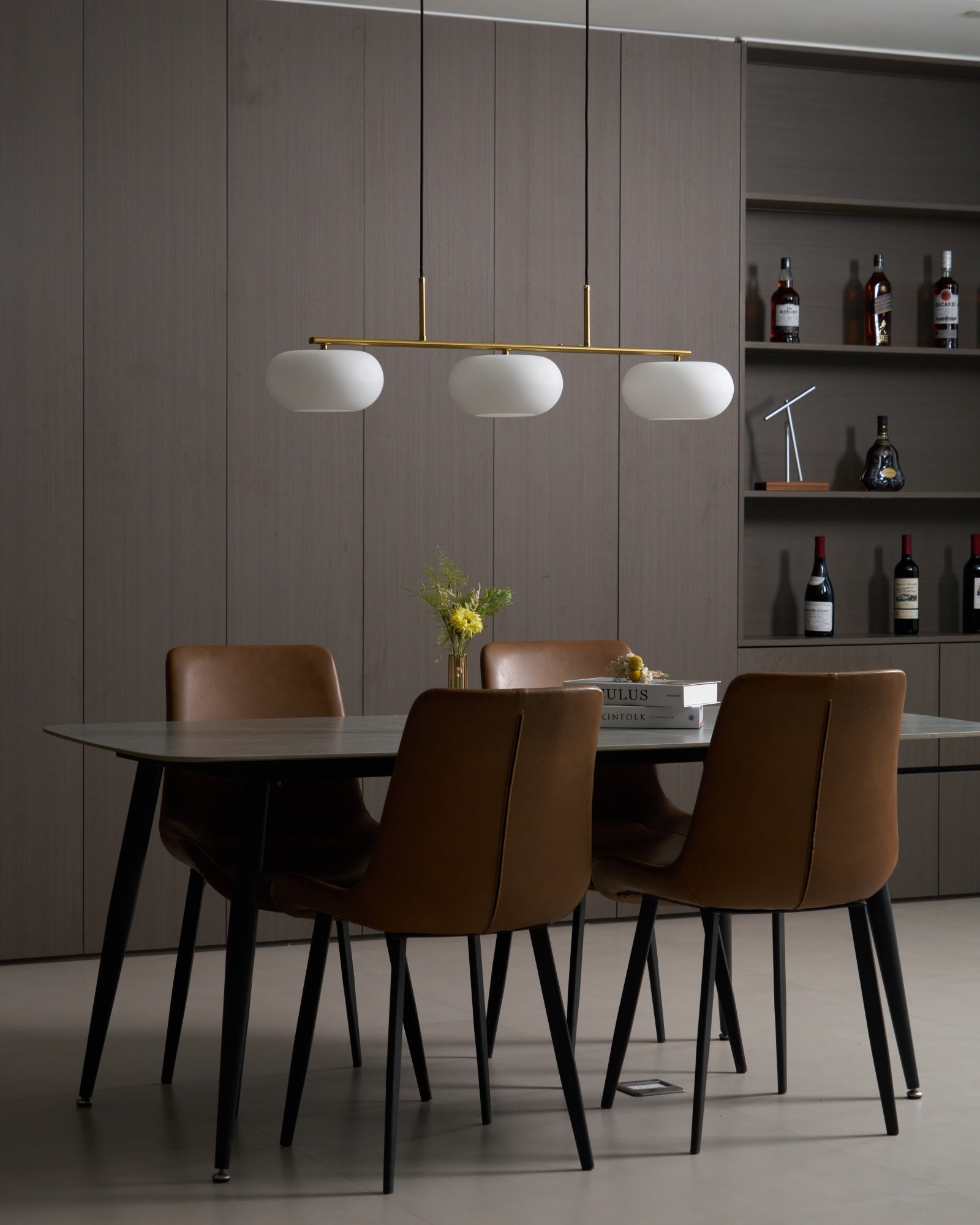 Lustra Pendant Lamp 3-Light Globe Shaped Linear - Neutral Decor