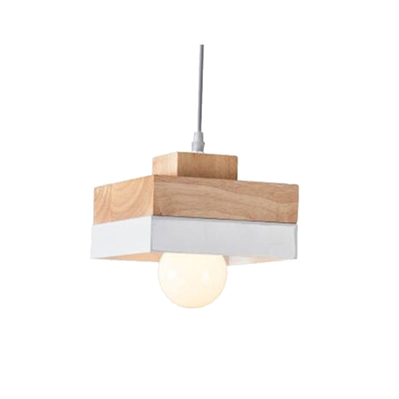 Valentina Modern Square Round Pendant Light Wood Living Room