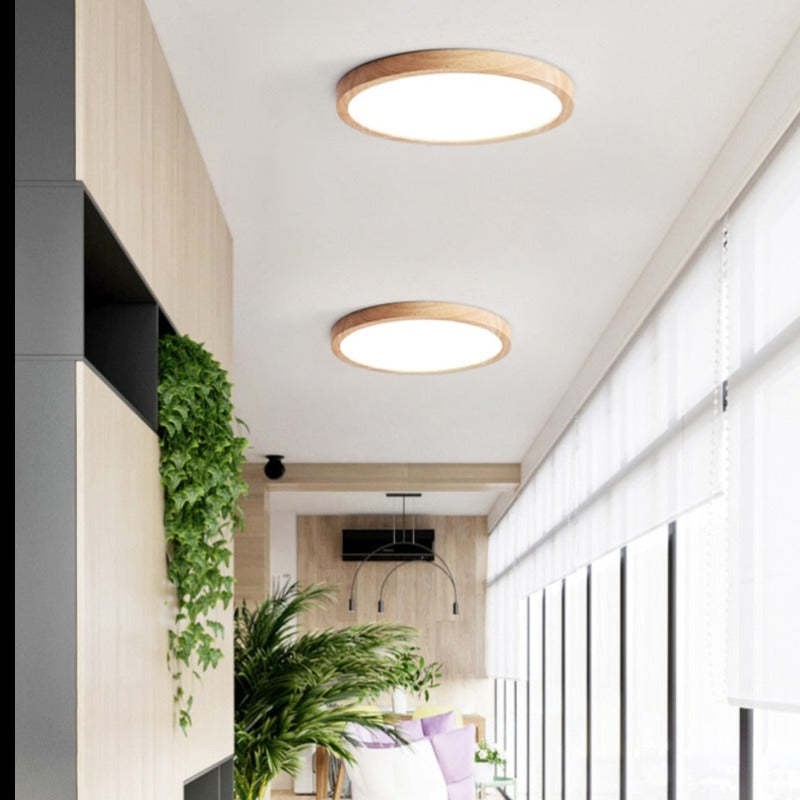 Muto Modern Wood Round Flush Mount Ceiling Lights Living Room