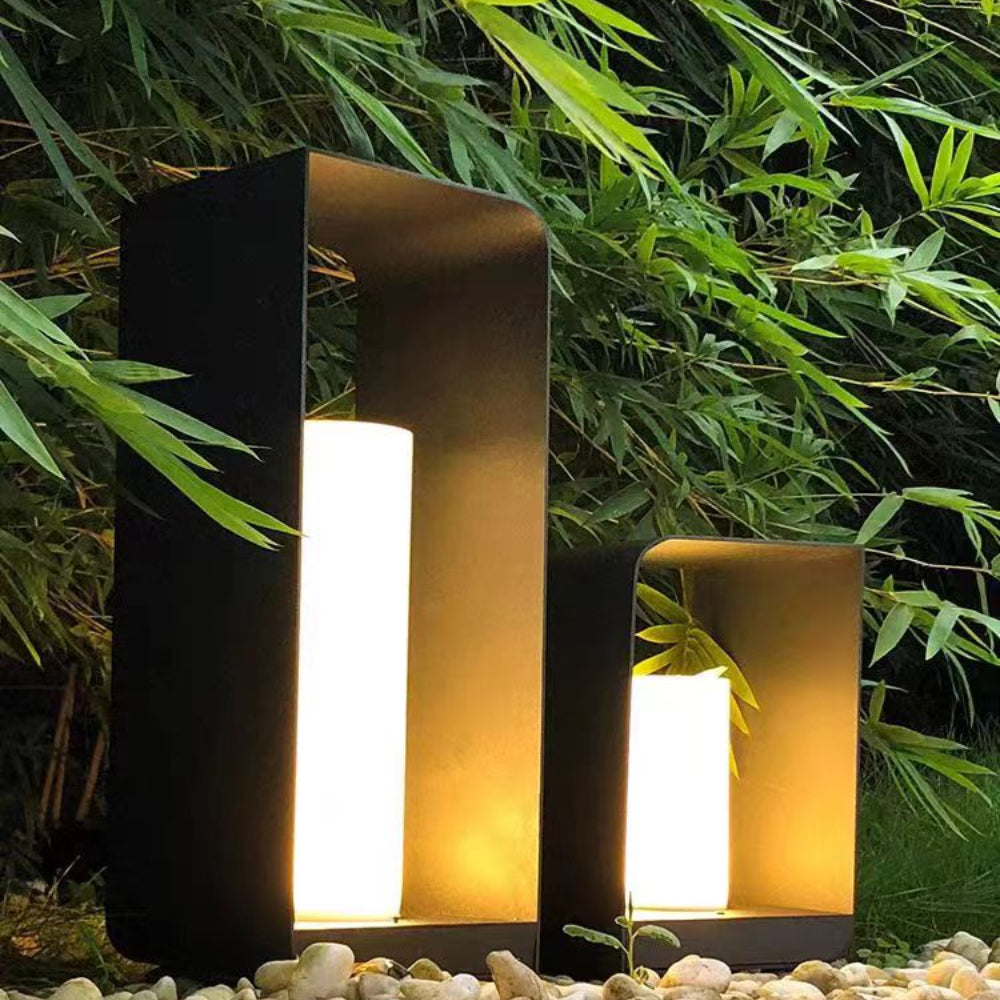 Ray Minimalist Metal Cuboid Candle Outdoor Floor Light