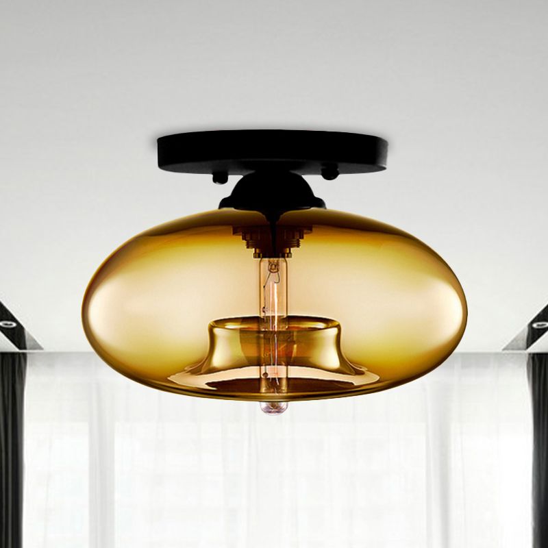 Arisha Industrial Art Deco Globe Flush Mount Ceiling Light