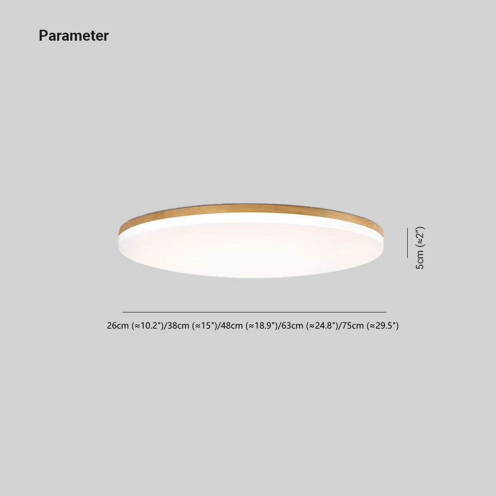 Muto Minimalist Wood Round Flush Mount Ceiling Light Bedroom