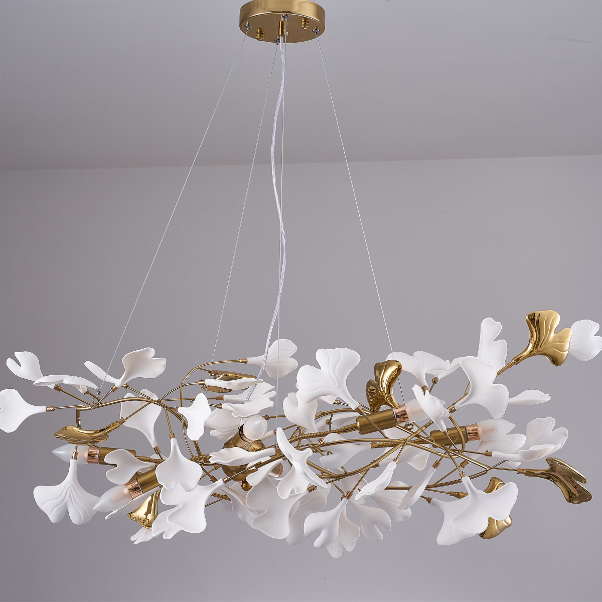 Olivia Gildglow Luxury Ceramic Chandelier Large Foyer Gingko Leaf Living Room
