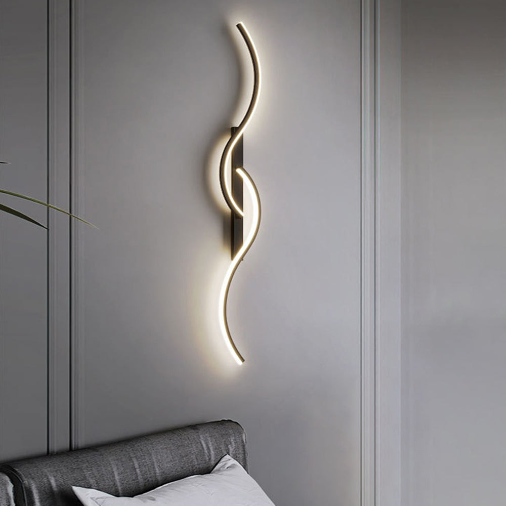 Arisha Modern Linear Wave Bedroom Wall Lamp Living Room