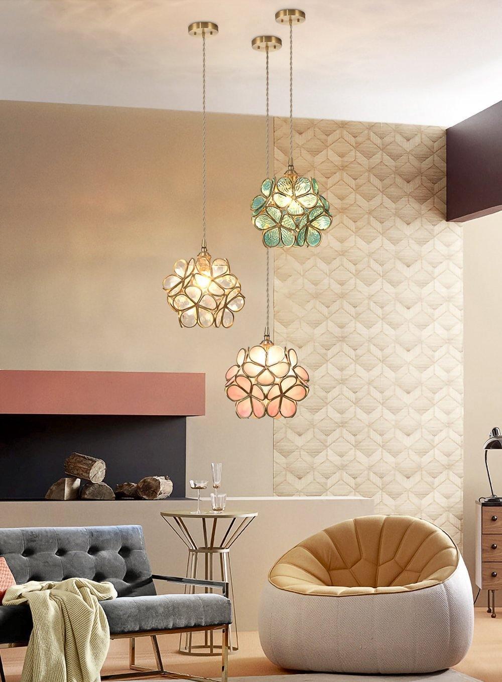 Velelise Pendant Lamp Glass Petal Shaped Kitchen
