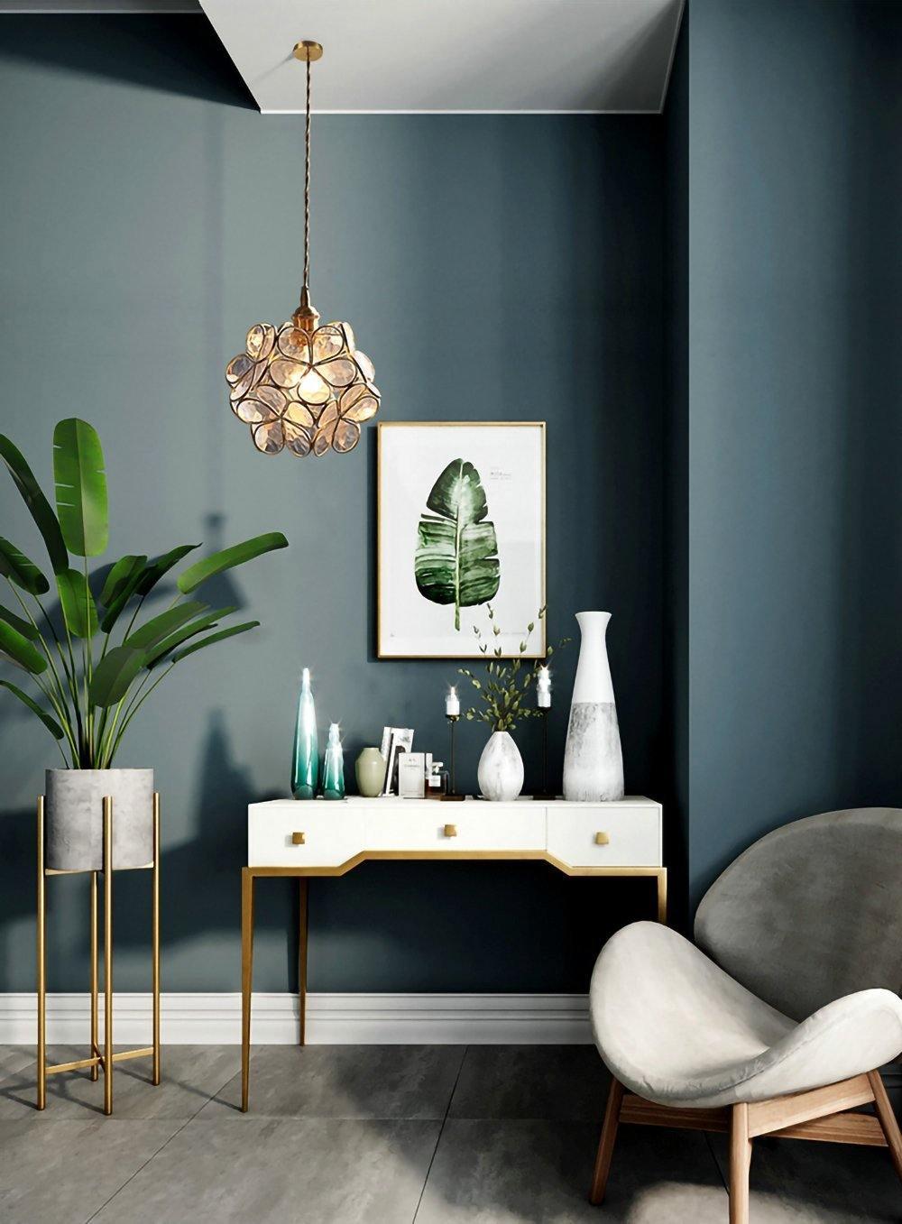 Velelise Pendant Lamp Glass Petal Shaped Kitchen