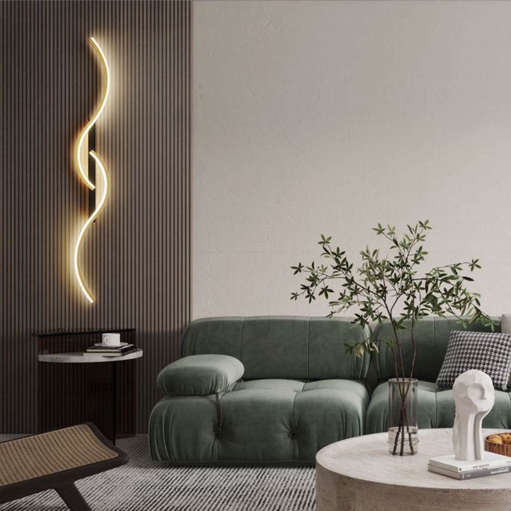 Arisha Modern Linear Wave Bedroom Wall Lamp Living Room