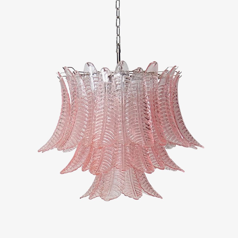 Celiaria Chandelier Pink Leaf Glass Layered Graceful Luxury