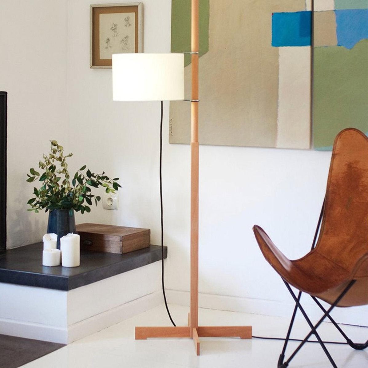 Jex Wood Fabric Floor Lamp