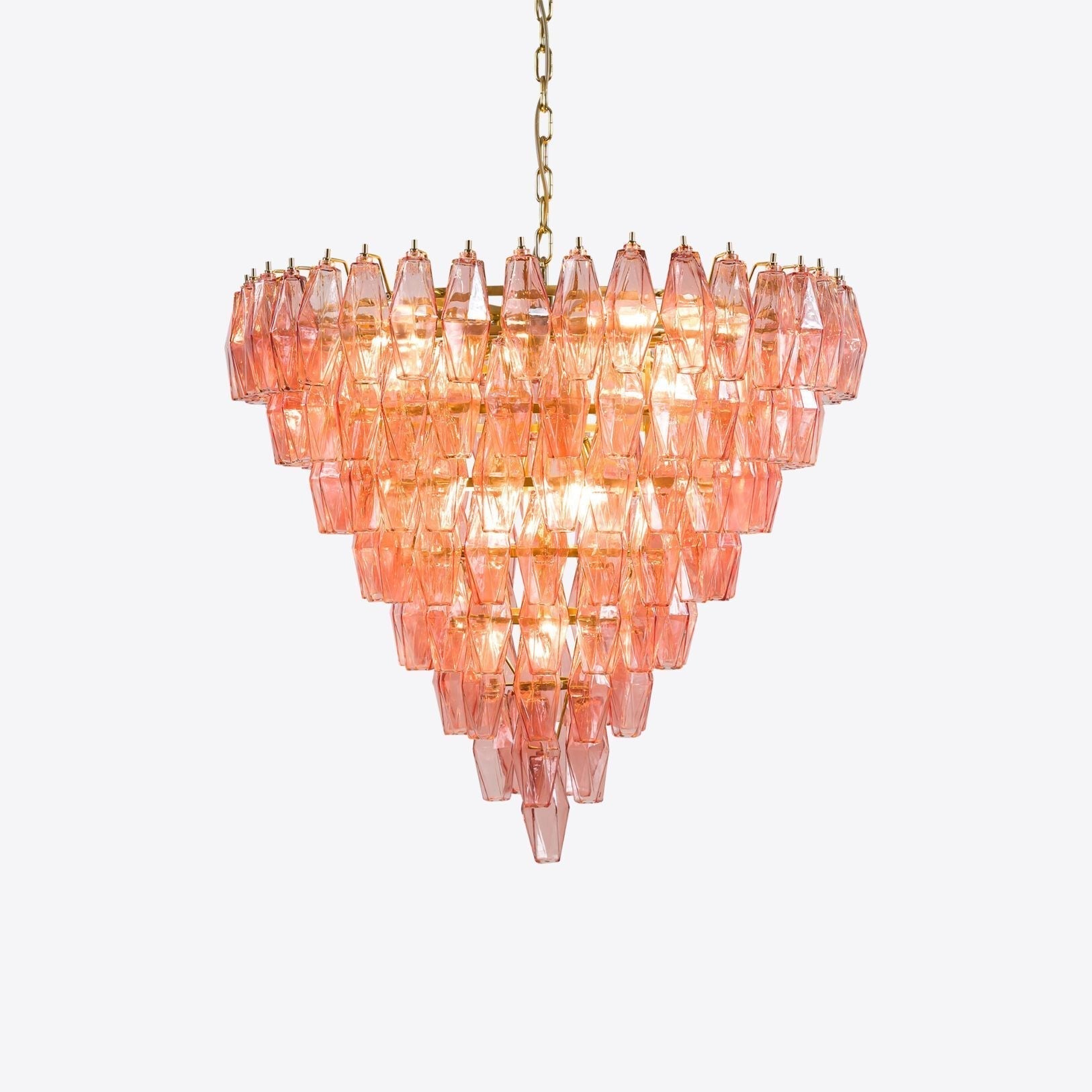 Eirenora Chandelier Pink Faceted Glass Layered Vintage