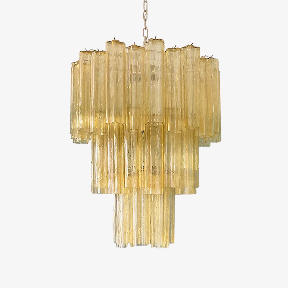 Eireraria Chandelier Yellow Glass Tube Tiered Warm