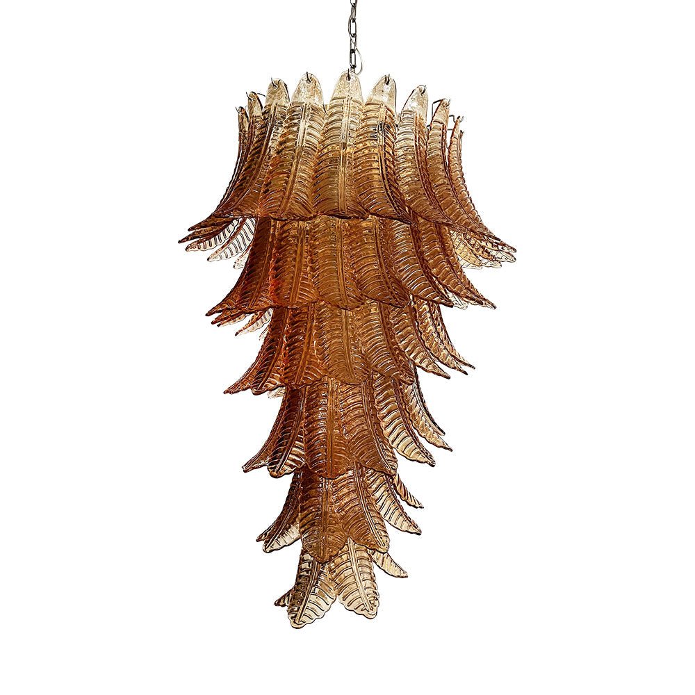 Celielle Chandelier Amber Glass Leaf Layered Statement Artistic