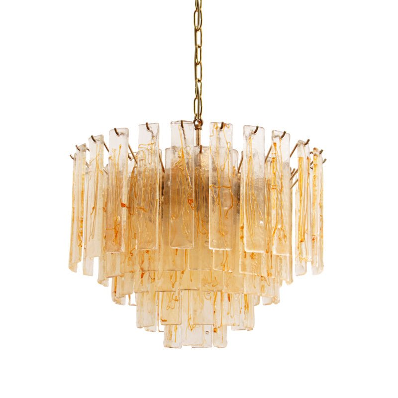 Liorisora Chandelier Golden Amber Glass Layered Geometric Luxury