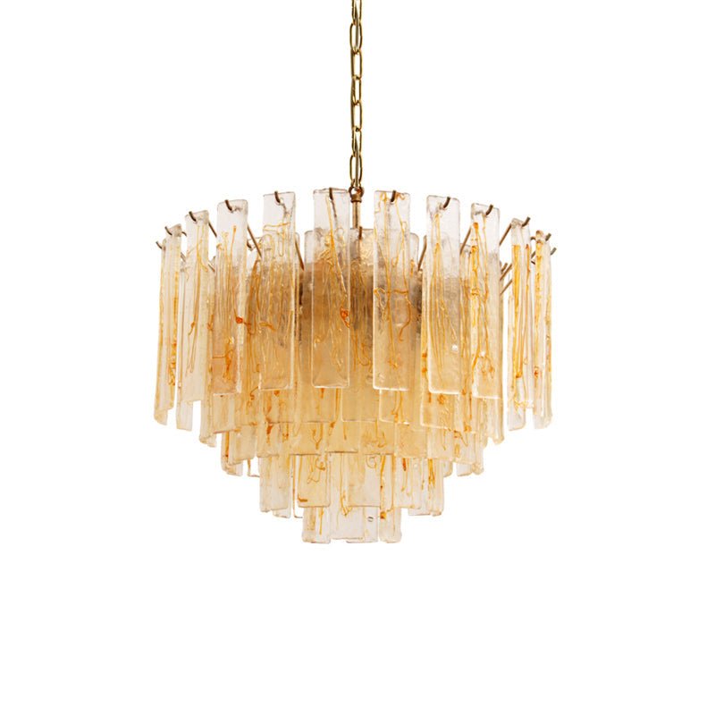 Liorisora Chandelier Golden Amber Glass Layered Geometric Luxury