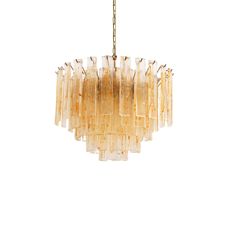 Liorisora Chandelier Golden Amber Glass Layered Geometric Luxury