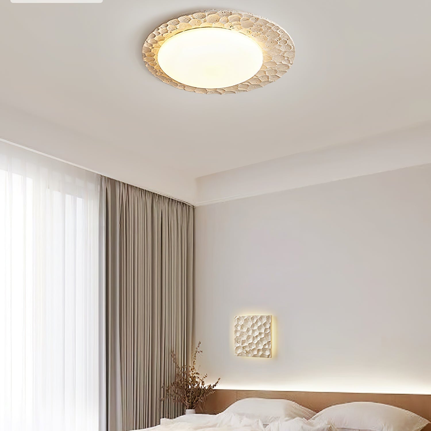 Travertine Organic Disc Ceiling Light
