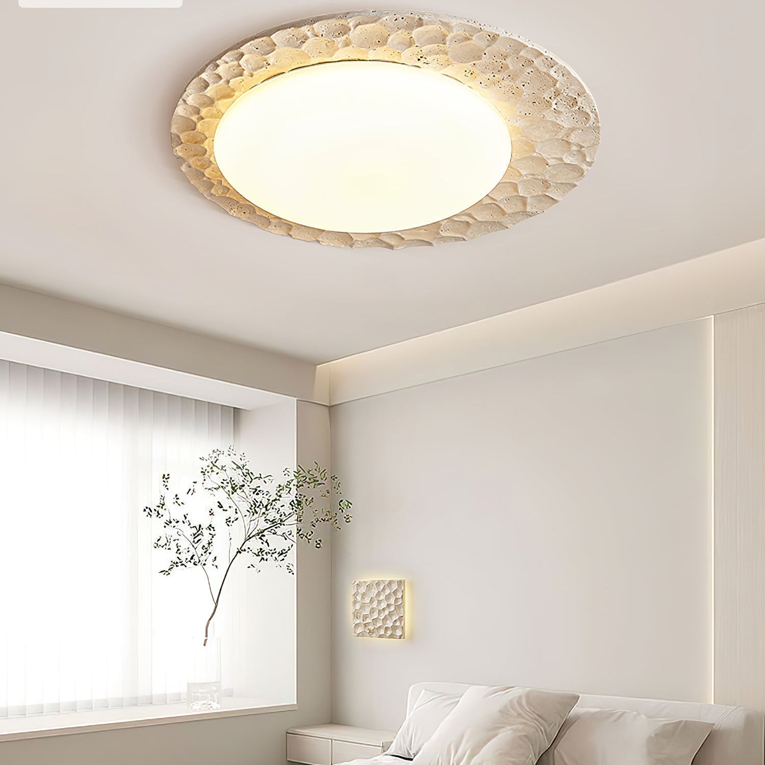 Travertine Organic Disc Ceiling Light