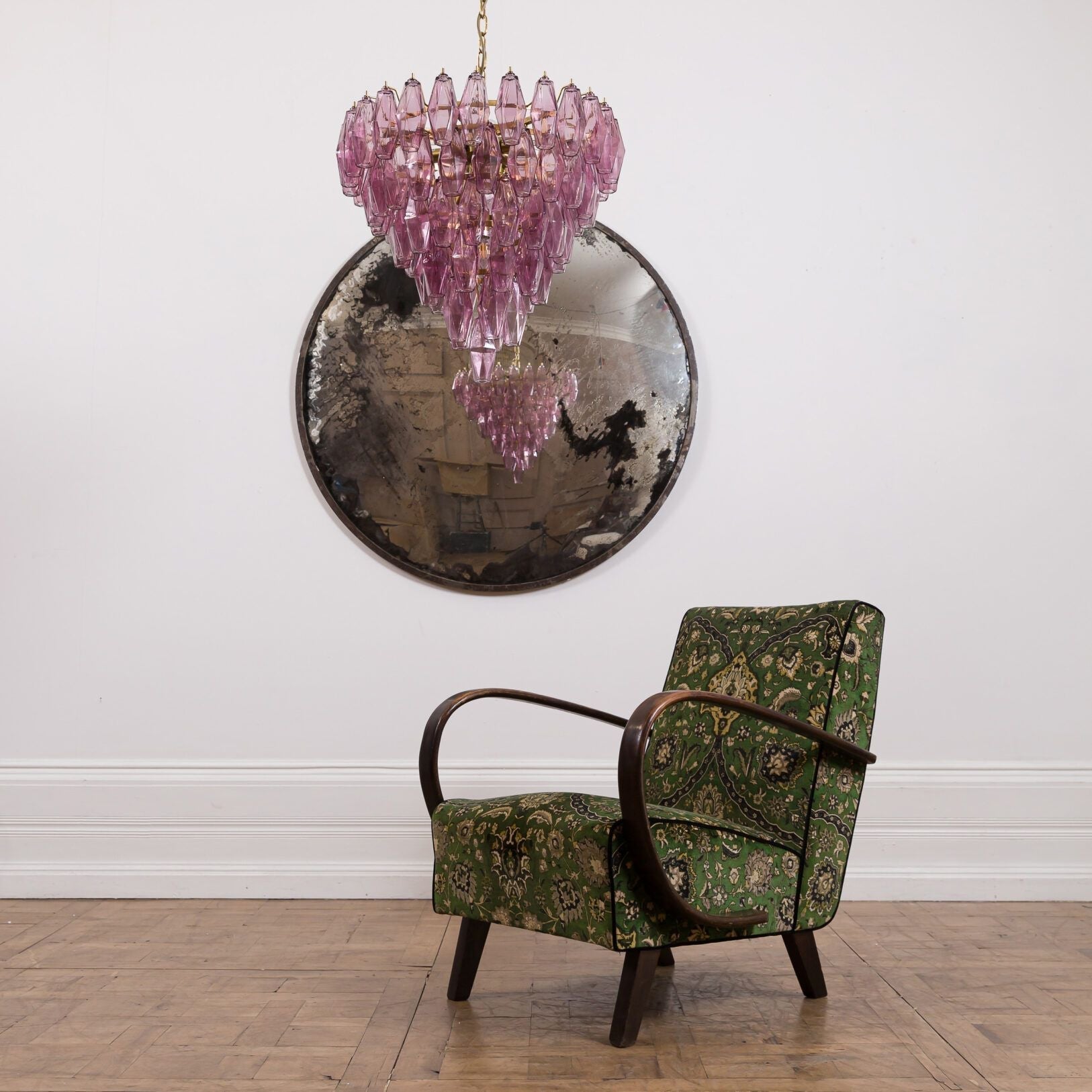Eirenora Chandelier Pink Faceted Glass Layered Vintage