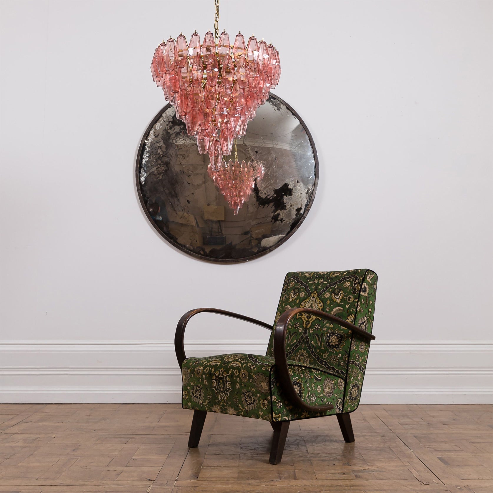 Eirenora Chandelier Pink Faceted Glass Layered Vintage