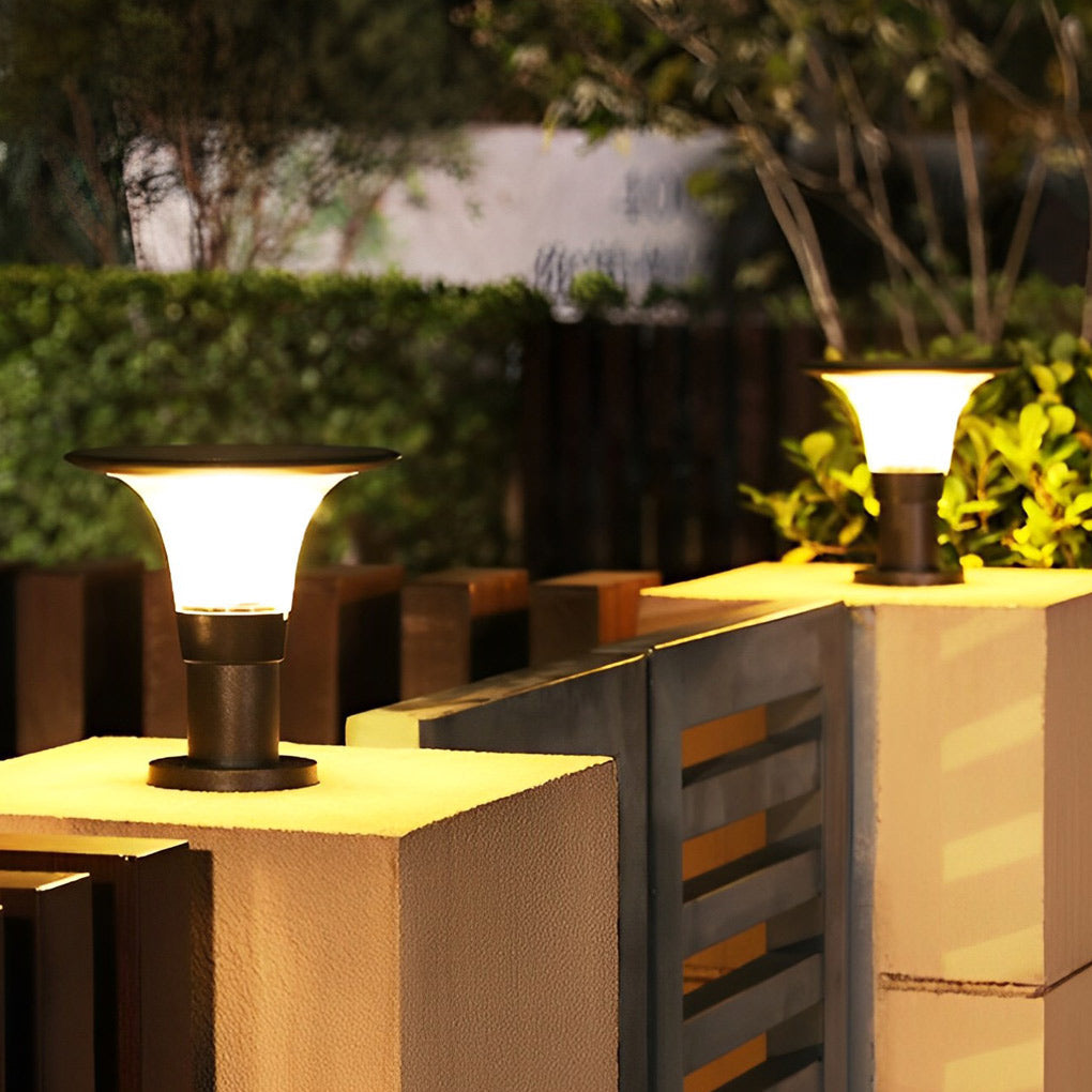 Juli Round LED Modern Aluminum Outdoor Fence Post Pillar Lamp