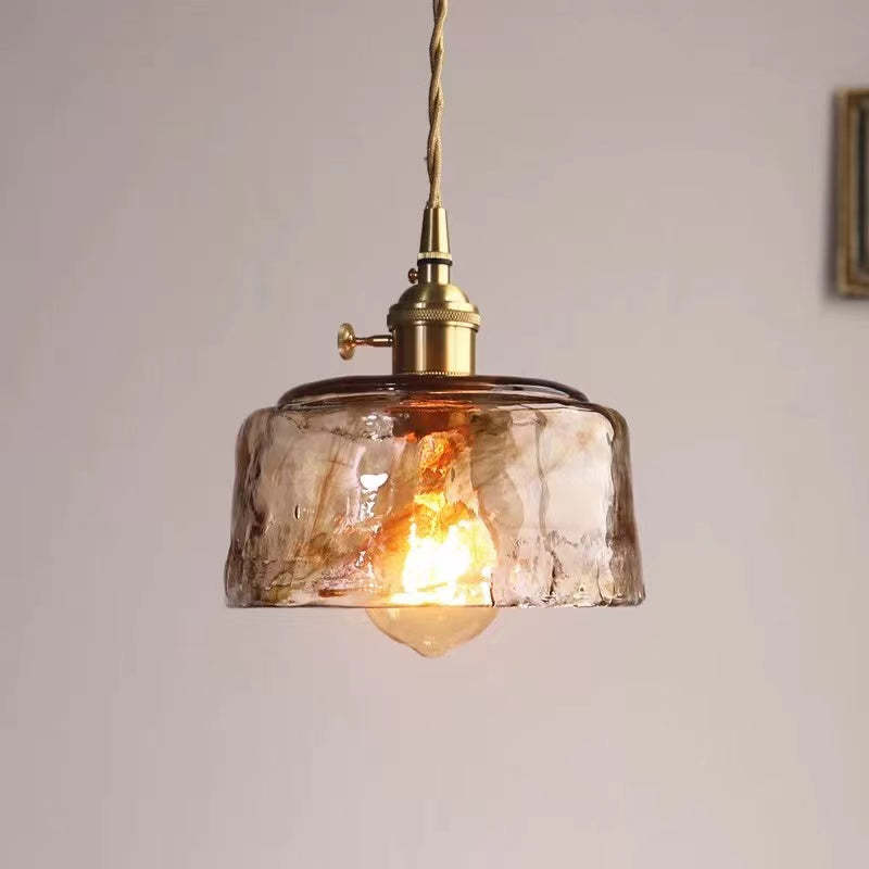 Arisha Vintage Style Industrial Pendant Light Retro Glass Brass