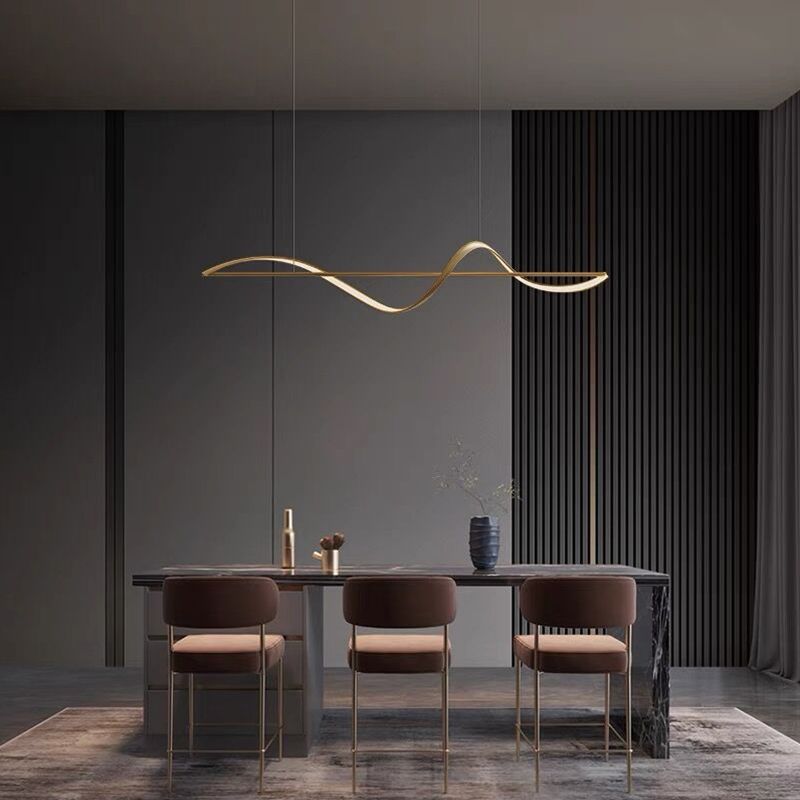 Arisha Pendant Light Wave Minimalist Designer Brass Art Gallery