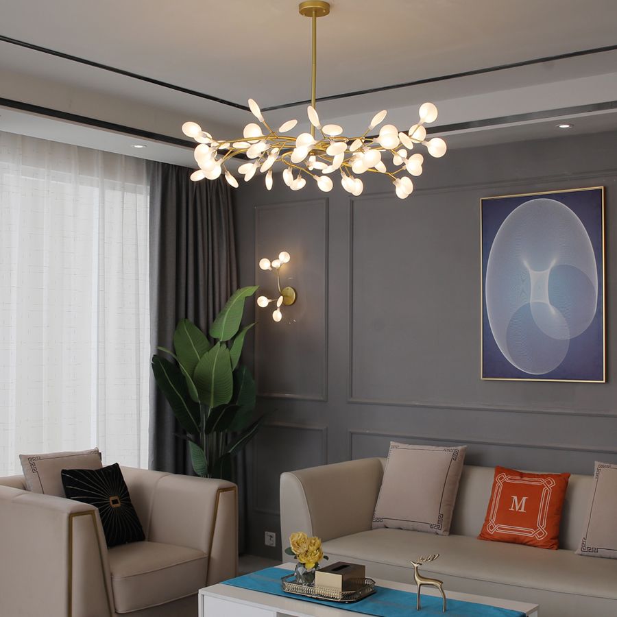 Olivia Unique Branch Firefly Art Deco Chandelier Living Room