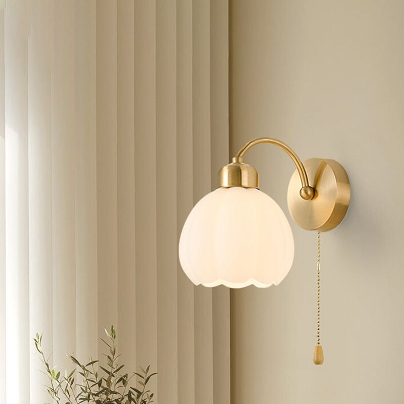 Arisha Nordic Flower Glass Wall Lamp Ivory Bedroom