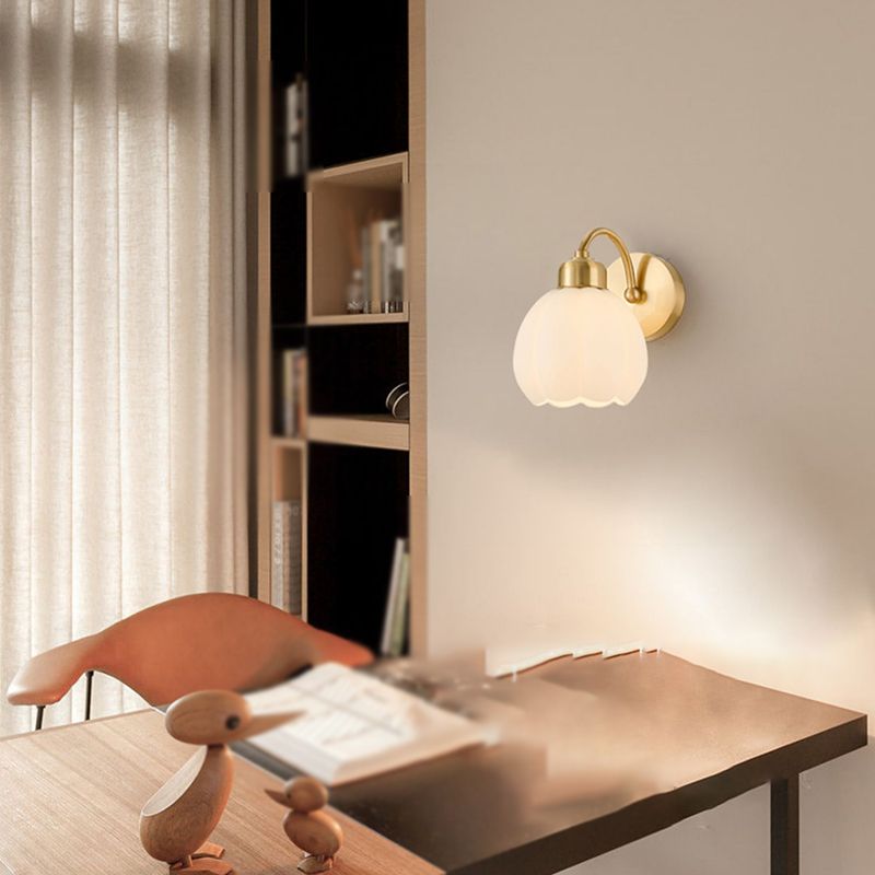 Arisha Nordic Flower Glass Wall Lamp Ivory Bedroom