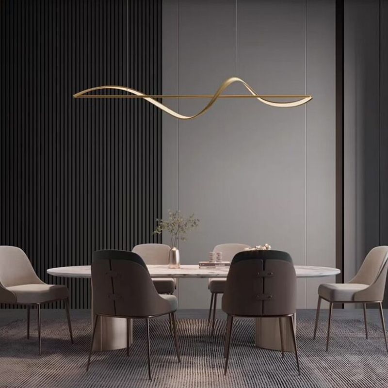 Arisha Pendant Light Wave Minimalist Designer Brass Art Gallery