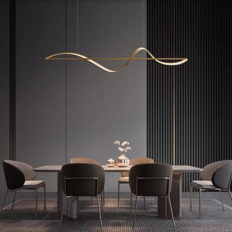 Arisha Pendant Light Wave Minimalist Designer Brass Art Gallery