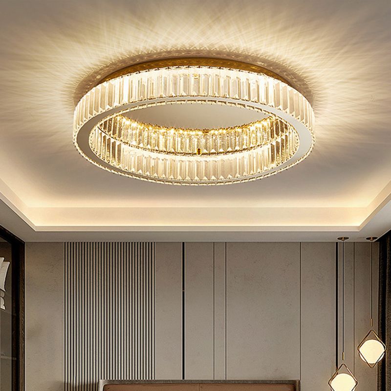 Kristy Modern Art Deco Circle Crystal Flush Mount Ceiling Light