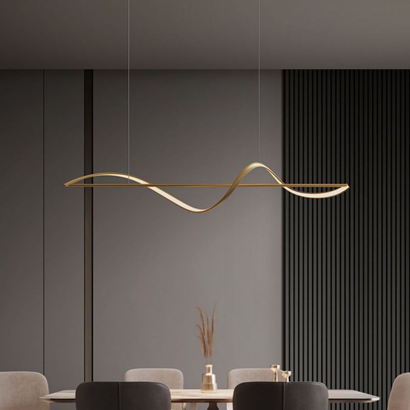 Arisha Pendant Light Wave Minimalist Designer Brass Art Gallery