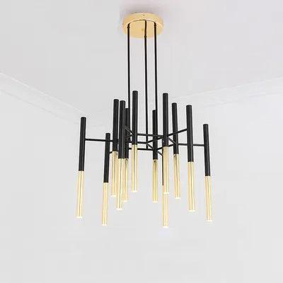 Arixon Chandelier Modern Rods Black Gold