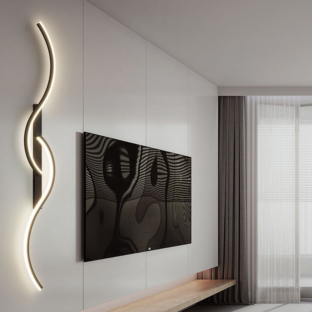 Arisha Modern Linear Wave Bedroom Wall Lamp Living Room