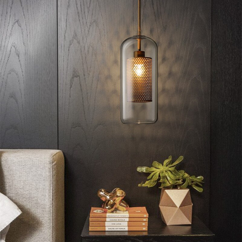 Arisha Golden Pendant Light, /Glass, Globe/Cylindric