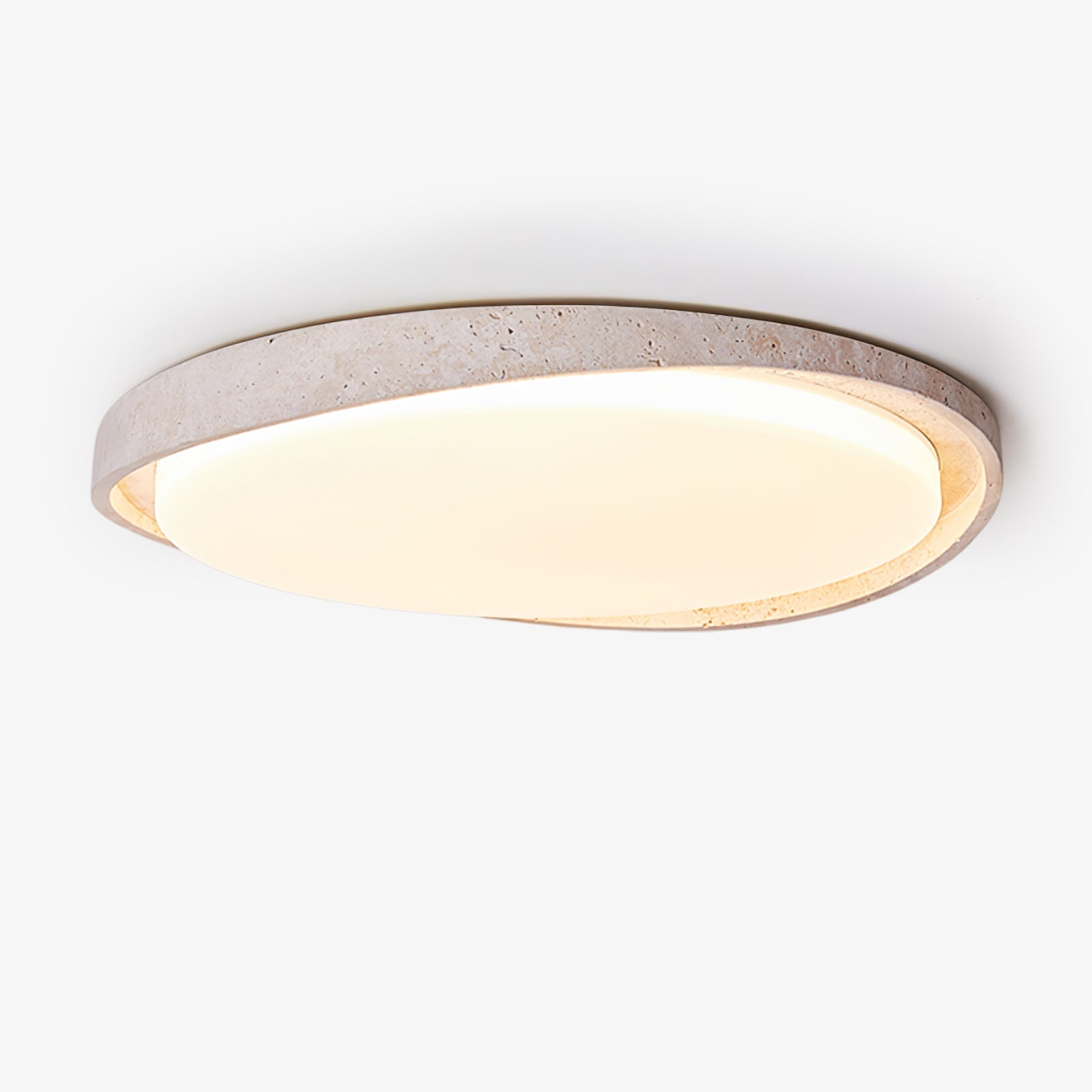 Cyvian Oval Frame Travertine Ceiling Light