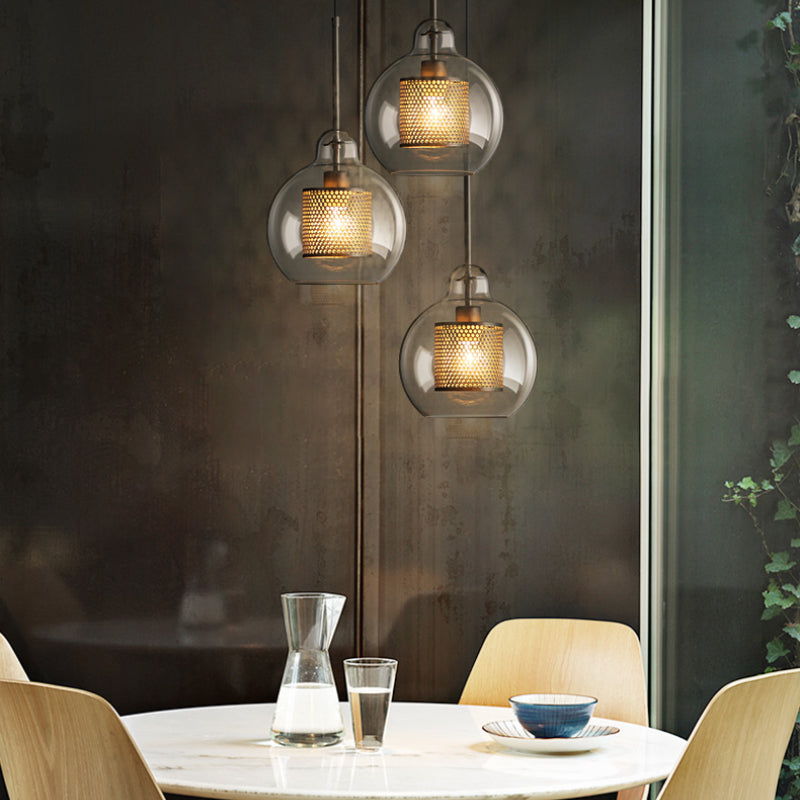 Arisha Golden Pendant Light, /Glass, Globe/Cylindric