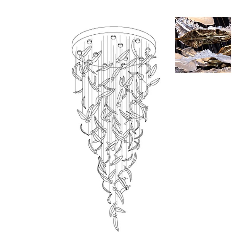 Aetherial Glass Leaf Chandelier
