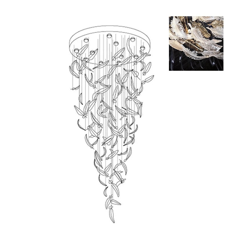 Aetherial Glass Leaf Chandelier